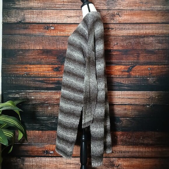 Sonoma Duster Cardigan Sweater L Open Front Long Brown Ombre Striped - Picture 6 of 9